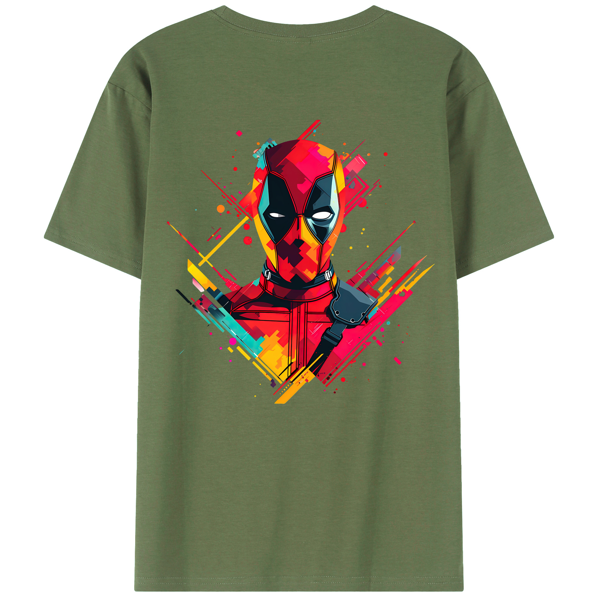 （画像用） Deadpool デッドプール 綿100％ メンズ半袖Tシャツ（バックプリント） 通気性